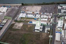 Industrial area North on the Rhine in Worms in the state Rhineland-Palatinate, Germany viewn from the air