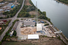 Drone recording of Industrial area North on the Rhine in Worms in the state Rhineland-Palatinate, Germany