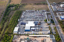 Warehouses and forwarding building Kube & Kubenz in Worms in the state Rhineland-Palatinate, Germany out of the air