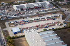 Industrial area Im Langgewan, forwarding company Kube & Kubenz in Worms in the state Rhineland-Palatinate, Germany out of the air