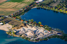 Aerial view of Sailing club Biblis eV at Riedsee in Biblis in the state Hesse, Germany