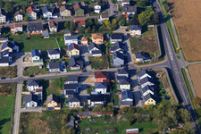 Holderbusch new development area from the east in Minfeld in the state Rhineland-Palatinate, Germany