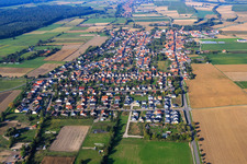 Aerial view of Village view from the east in Minfeld in the state Rhineland-Palatinate, Germany