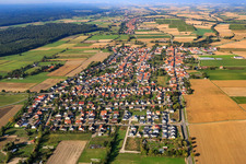 Aerial photograpy of Village view from the east in Minfeld in the state Rhineland-Palatinate, Germany