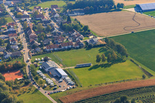 Motorhomes at the Dierbachhalle in Dierbach in the state Rhineland-Palatinate, Germany