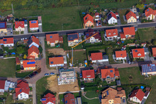 Oblique view of New development area Im Unterfeld in the district Schaidt in Wörth am Rhein in the state Rhineland-Palatinate, Germany