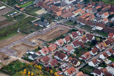 Aerial view of New development area in the nursery in Erlenbach bei Kandel in the state Rhineland-Palatinate, Germany