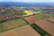 Aerial photograpy of Village overview from the south in Vollmersweiler in the state Rhineland-Palatinate, Germany