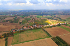 Village overview from the south in Vollmersweiler in the state Rhineland-Palatinate, Germany from above