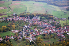 Aerial view of Frœschwiller in the state Bas-Rhin, France