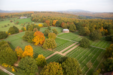 Grave rows on the grounds of the military  Centre de Rencontre Albert Schweitzer in Niederbronn-les-Bains in Alsace-Champagne-Ardenne-Lorraine, France