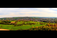 Panoramas behind orchards from the west in Niederbronn-les-Bains in the state Bas-Rhin, France
