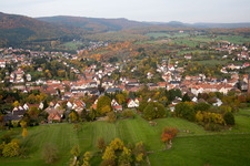 Bird's eye view of Niederbronn-les-Bains in the state Bas-Rhin, France