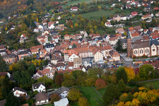 Niederbronn-les-Bains in the state Bas-Rhin, France seen from a drone