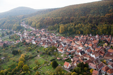 Aerial view of Oberbronn in the state Bas-Rhin, France