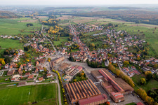 Village - view on the edge of agricultural fields and farmland in Zinswiller in Grand Est, France