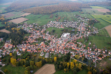 Village - view on the edge of agricultural fields and farmland in Gumbrechtshoffen in Grand Est, France
