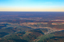 View of the town from the southwest in Mömlingen in the state Bavaria, Germany