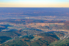 Aerial view of View of the town from the southwest in Mömlingen in the state Bavaria, Germany