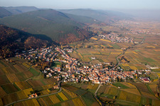 Village - view on the edge of wine yards in Frankweiler in the state Rhineland-Palatinate, Germany