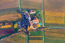 Hotel Leinsweiler in the autumn leaves courtyard in Leinsweiler in the state Rhineland-Palatinate, Germany