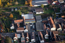 District Ingenheim in Billigheim-Ingenheim in the state Rhineland-Palatinate, Germany from a drone