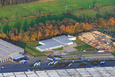 Aerial photograpy of Horst Industrial Estate, Alfa Aesar GmbH in the district Minderslachen in Kandel in the state Rhineland-Palatinate, Germany