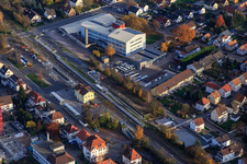 Aerial view of Train station Kandel in Kandel in the state Rhineland-Palatinate, Germany