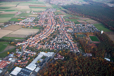 Village - view on the edge of agricultural fields and farmland in Hatzenbuehl in the state Rhineland-Palatinate, Germany