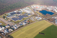 Industrial and commercial area with IWK Verpackungstechnik GmbH in Stutensee in the state Baden-Wurttemberg, Germany