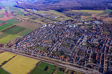 View of the town from the east in the district Blankenloch in Stutensee in the state Baden-Wuerttemberg, Germany