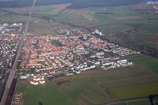 Aerial view of District Friedrichstal in Stutensee in the state Baden-Wuerttemberg, Germany