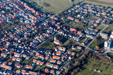 Town View of the streets and houses of the residential areas in the district Spoeck in Stutensee in the state Baden-Wurttemberg, Germany
