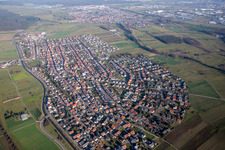 Aerial view of District Neuthard in Karlsdorf-Neuthard in the state Baden-Wuerttemberg, Germany