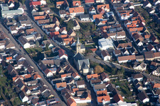 Aerial photograpy of District Neuthard in Karlsdorf-Neuthard in the state Baden-Wuerttemberg, Germany
