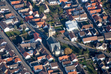 Oblique view of District Neuthard in Karlsdorf-Neuthard in the state Baden-Wuerttemberg, Germany