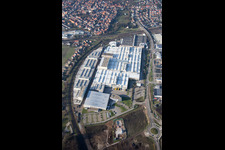 Aerial photograpy of Building and production halls on the premises of SEW-EURODRIVE GmbH & Co KG in Graben-Neudorf in the state Baden-Wurttemberg, Germany