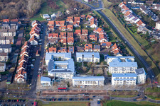 Rösselsbrünnle from the east in the district Mörsch in Rheinstetten in the state Baden-Wuerttemberg, Germany