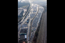 Warehouses and forwarding building and Custom storage of imported cars of Walon France in Lauterbourg in Grand Est, France