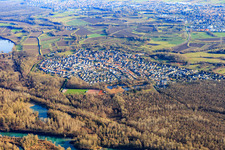 View of the Rhine meadows from the west in the district Neuburgweier in Rheinstetten in the state Baden-Wuerttemberg, Germany