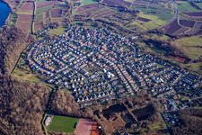 Aerial view of From the north in the district Neuburgweier in Rheinstetten in the state Baden-Wuerttemberg, Germany