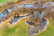 Winter floodplain landscape in the Rottal valley along the Rott river in the district Hirschbach in Bad Birnbach in the state Bavaria, Germany