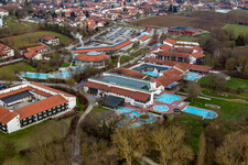 Spa and swimming pools at the swimming pool of the leisure facility Rottal Terme in Bad Birnbach in the state Bavaria