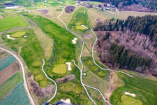 Aerial photograpy of Golf course of the Bella Vista Golf Club in Bad Birnbach in the state Bavaria, Germany