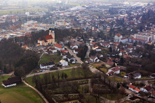 Oblique view of Gartlberg pilgrimage church in Pfarrkirchen in the state Bavaria, Germany