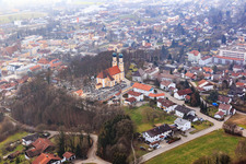 Gartlberg pilgrimage church in Pfarrkirchen in the state Bavaria, Germany out of the air
