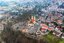 Bird's eye view of Gartlberg pilgrimage church in Pfarrkirchen in the state Bavaria, Germany