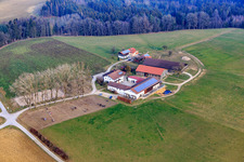 Oblique view of Ziegelbauer Horse Farm in Pfarrkirchen in the state Bavaria, Germany