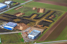 Aerial view of Archaeological excavations/surveys in the W industrial park in Herxheim bei Landau in the state Rhineland-Palatinate, Germany