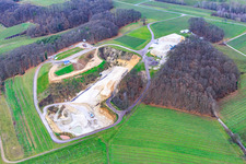 Aerial photograpy of Sand pit/open-cast mine in the district Gleiszellen in Gleiszellen-Gleishorbach in the state Rhineland-Palatinate, Germany